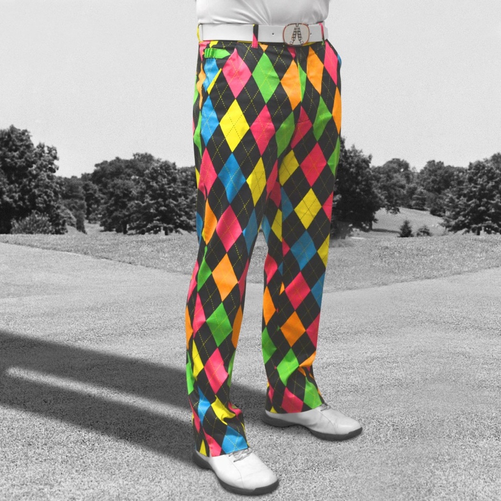 NWT Royal & Awesome Disco Diamonds Golf Trouser Pants, Size 34